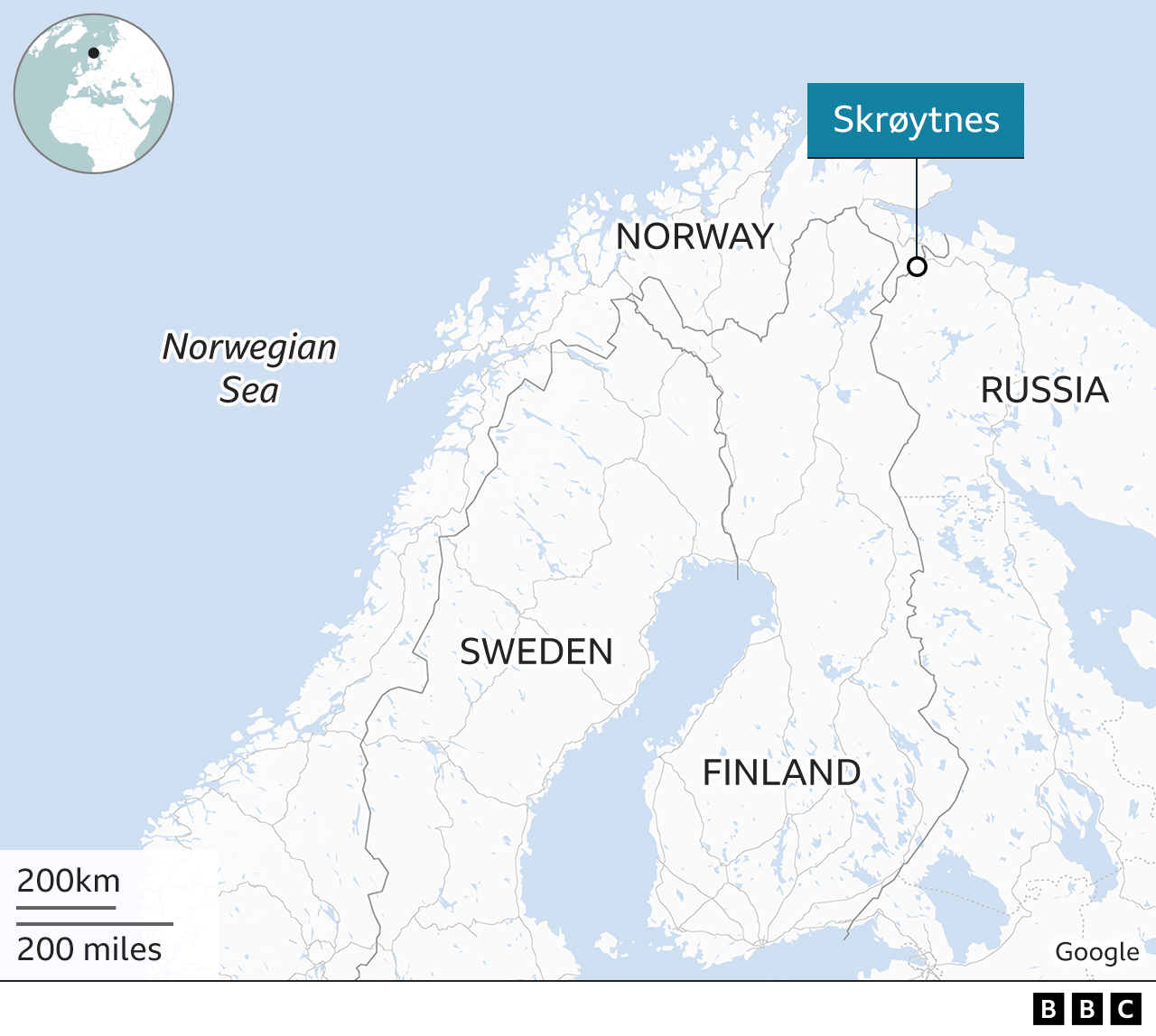 The point where Medvedev crossed into Norway