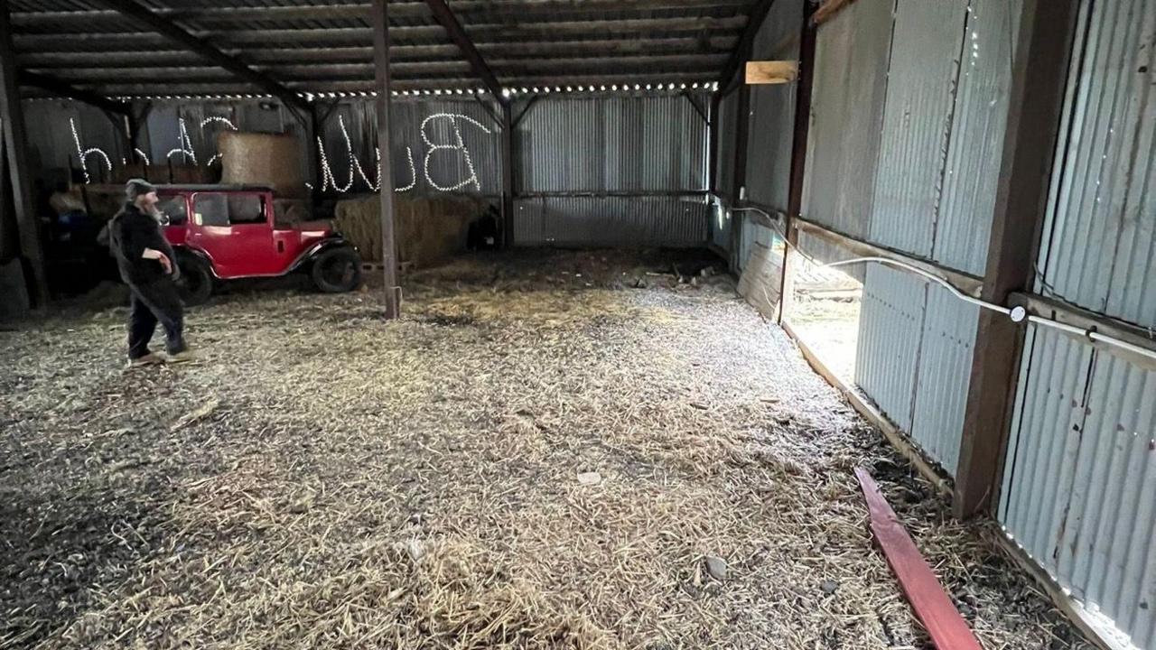 A empty barn which will become the workshop of Belper Shed