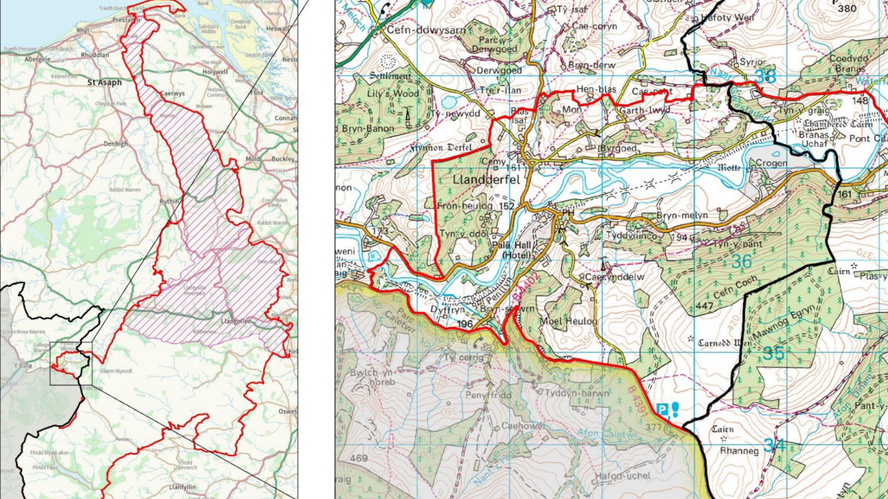 Map o ffiniau'r parc newydd