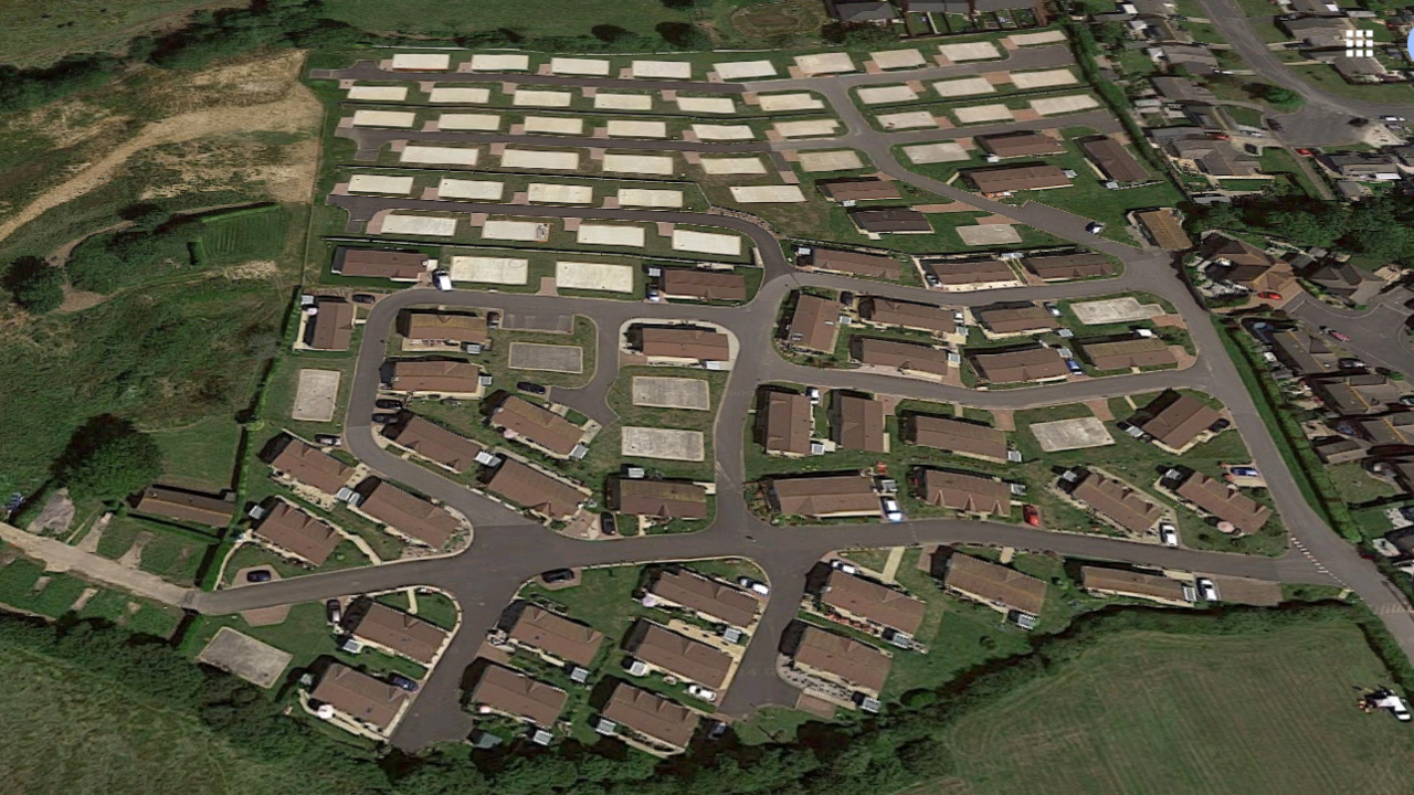 An aerial view of permanent homes and more than 50 pitches at Cauldron Barn Farm Park