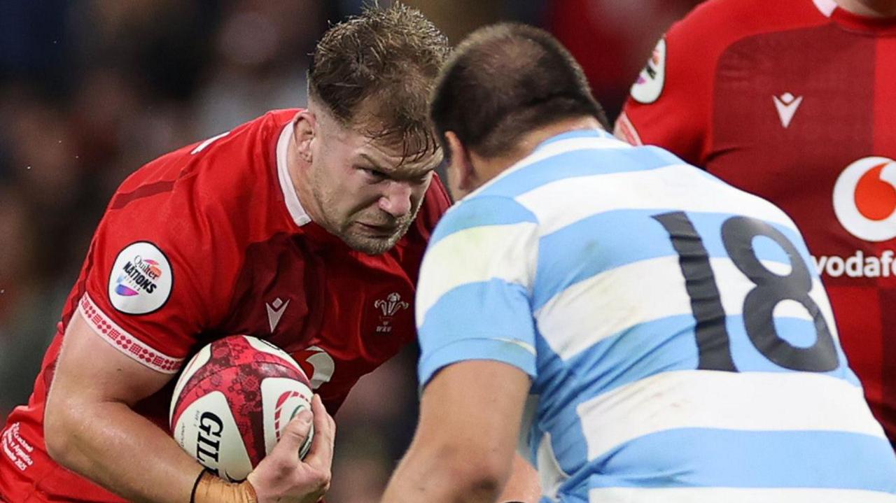 Wales forward Olly Cracknell carries the ball against Argentina at Principality Stadium