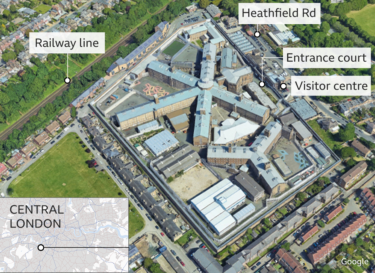 A graphic showing the layout of HMP Wandsworth