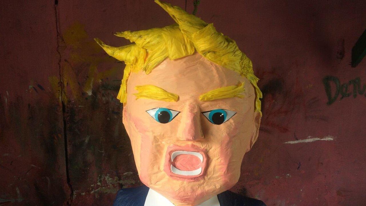 A pinata of Donal Trump in Reynosa, Mexico