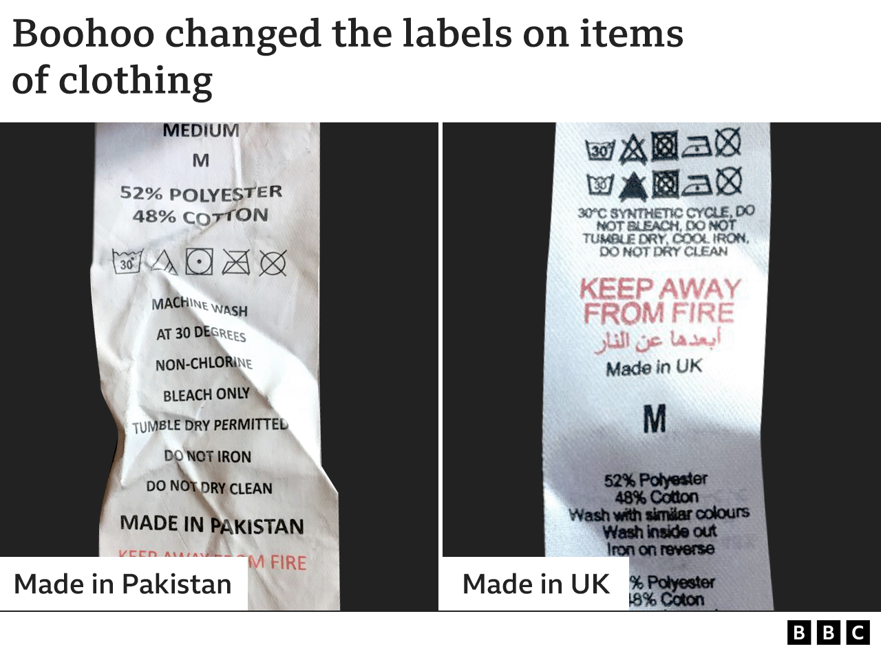 Boohoo changed the labels on items of clothing