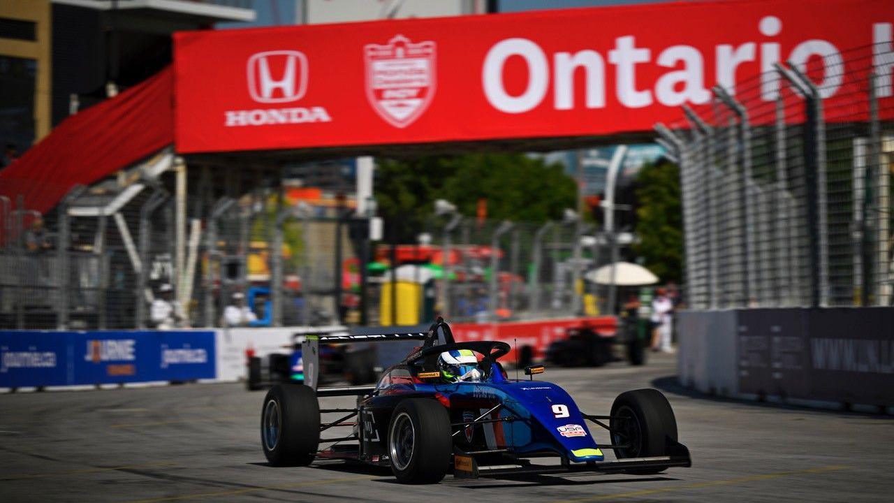 Liam McNeilly in his car during a race in Ontario in Canada