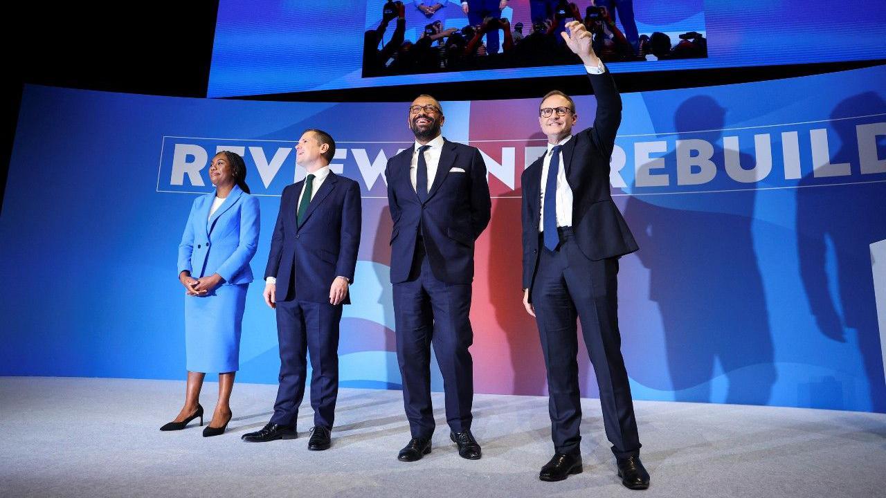 Robert Jenrick, Kemi Badenoch, James Cleverly and Tom Tugendhat at the Conservative Party conference