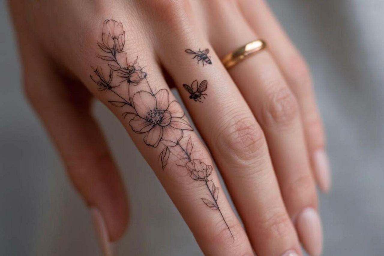 AI generated image of a dainty flower tattoo on a hand