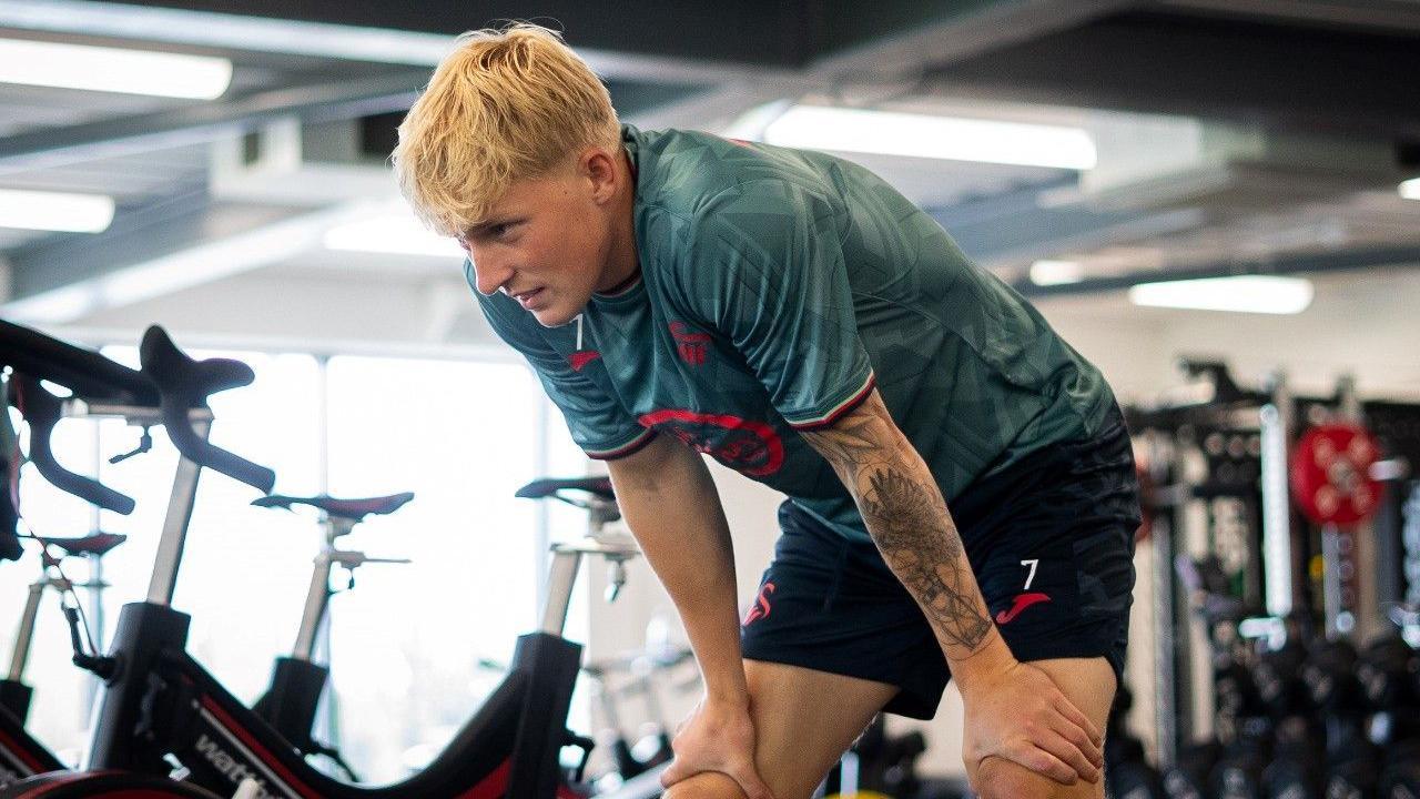 Melker Widell at Swansea's training ground