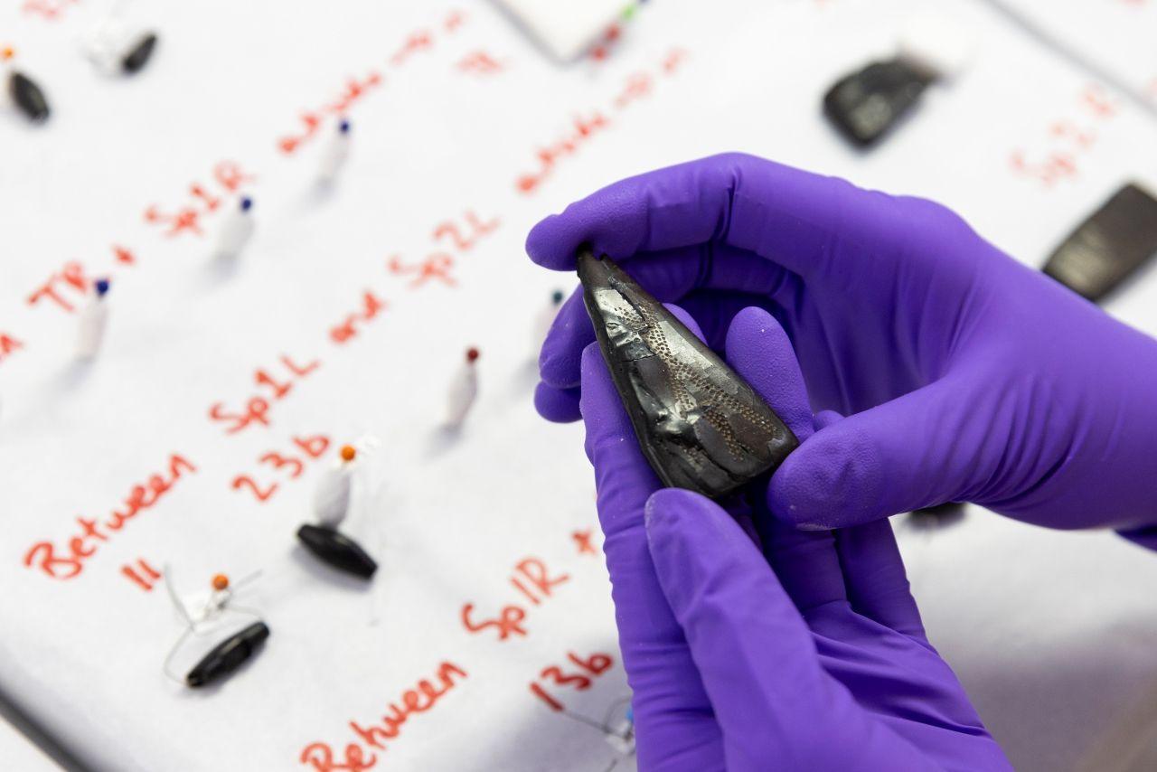 Detail of Bronze Age jewellery restoration by National Museums Scotland