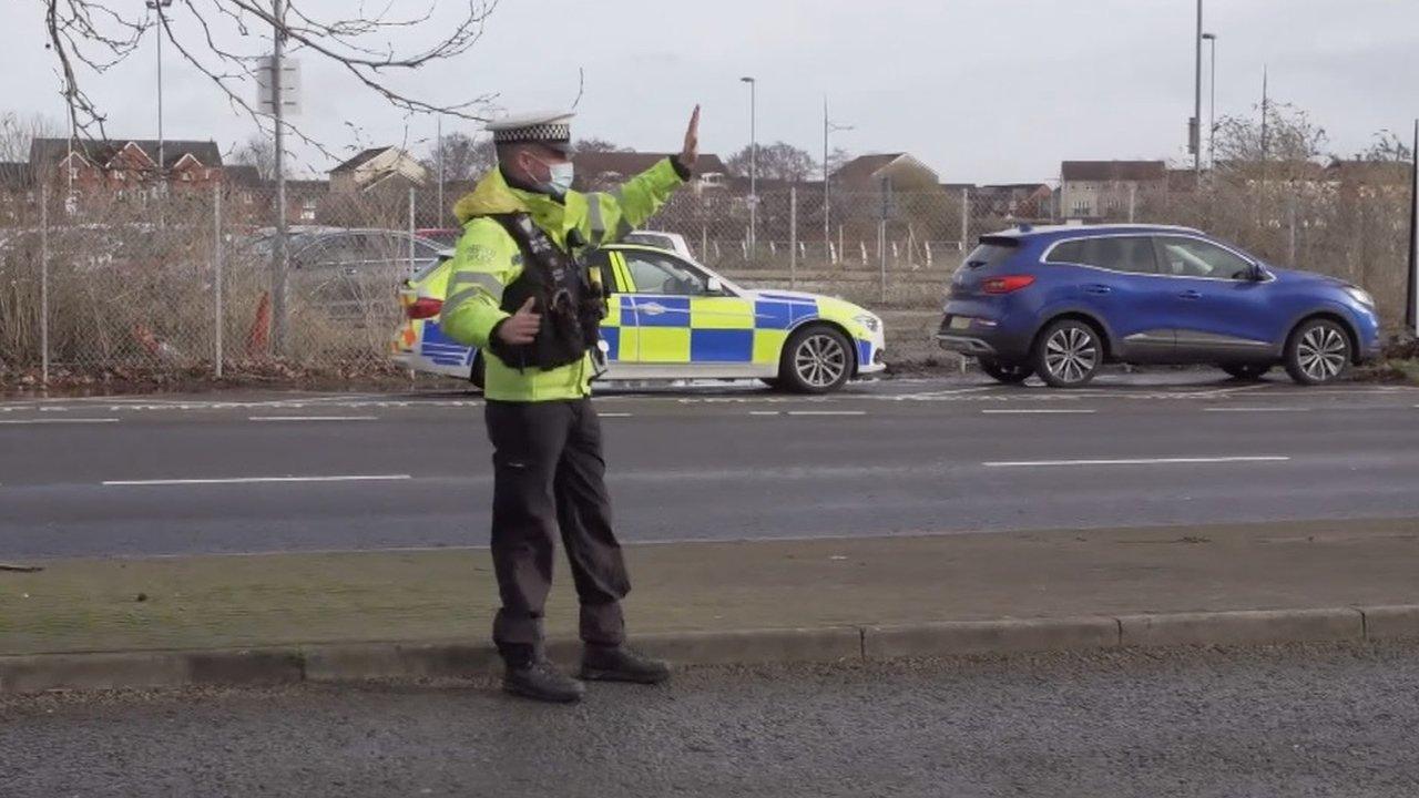 Stop check on vehicles in Newport