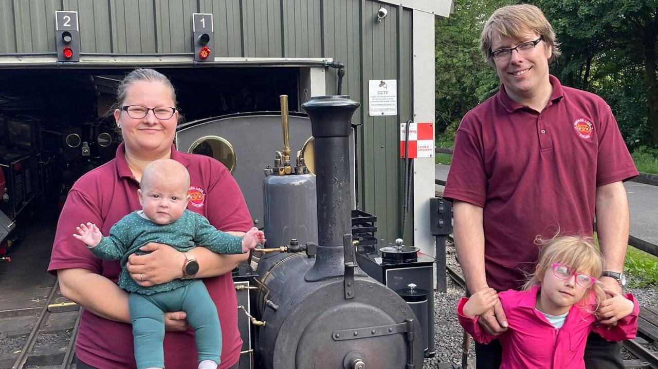 Adam, new owner of Rudyard Lake Steam Railway, with his family