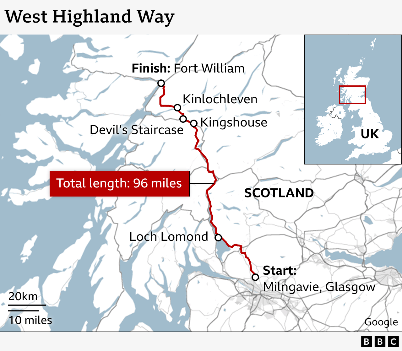 West Highland Way map