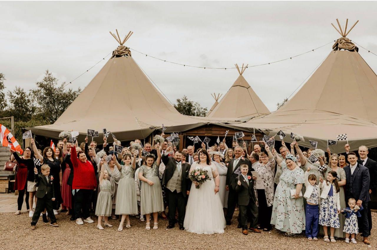 Wedding party celebrates