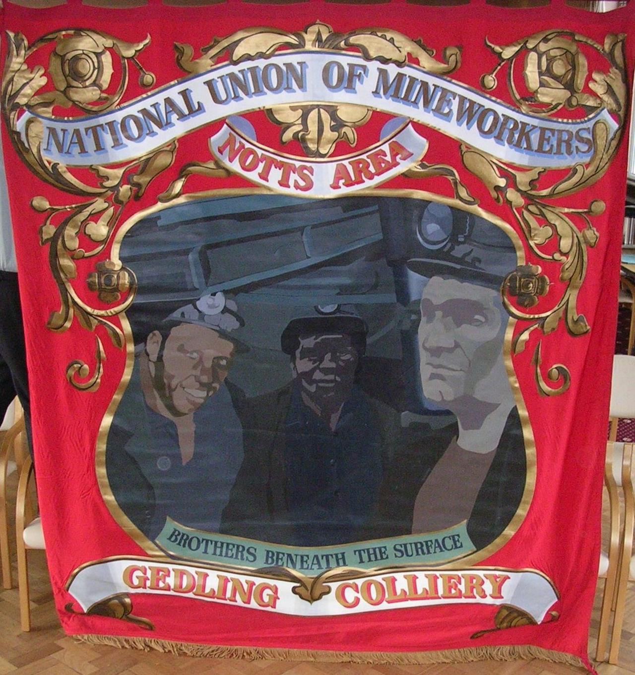 Gedling Colliery mineworkers union banner