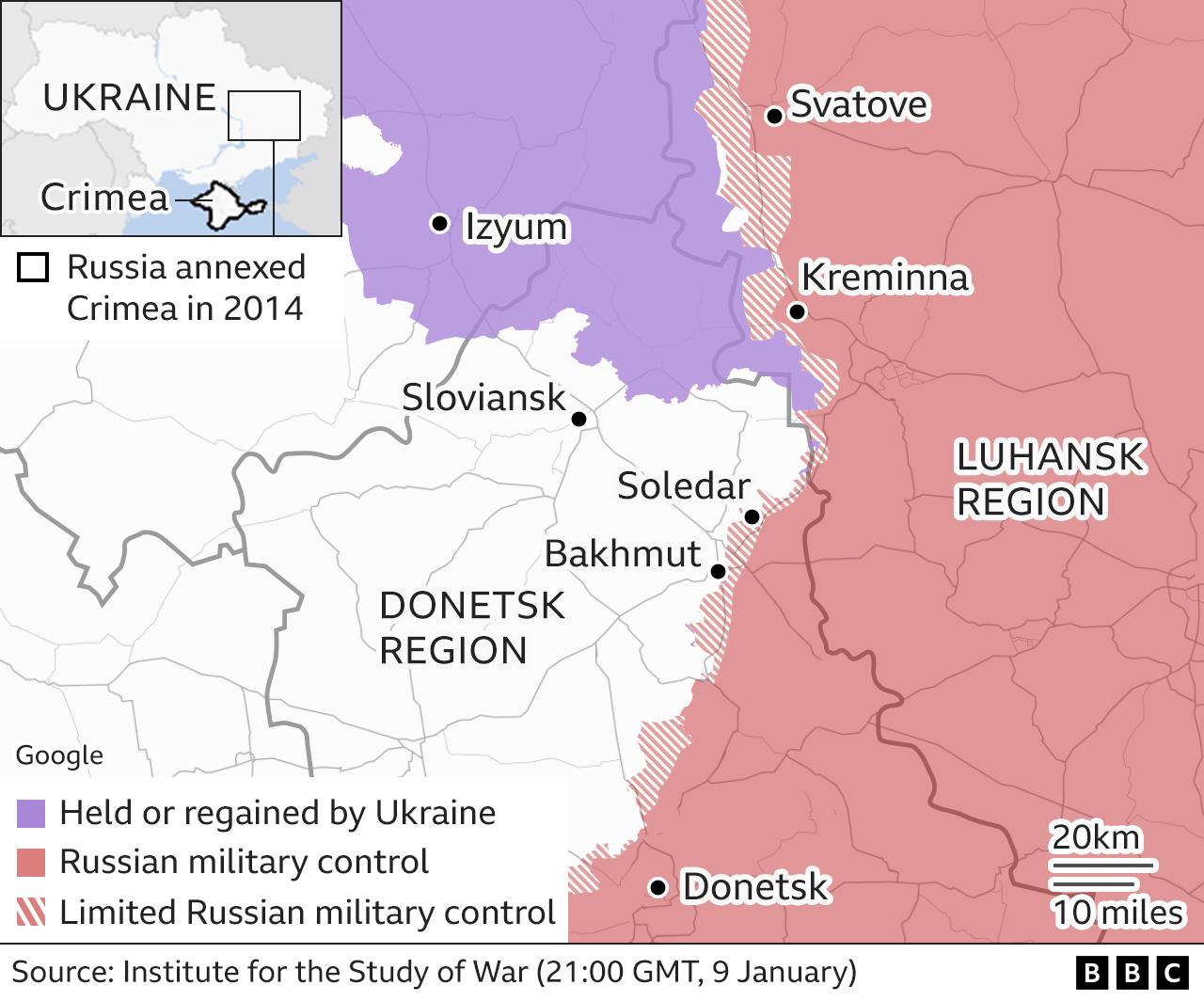 Control map of Bakhmut area