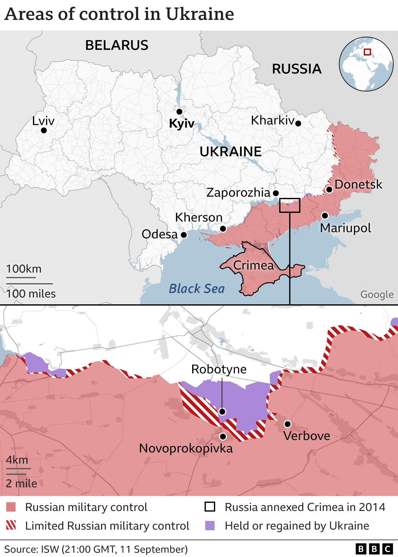 Control map of Ukraine