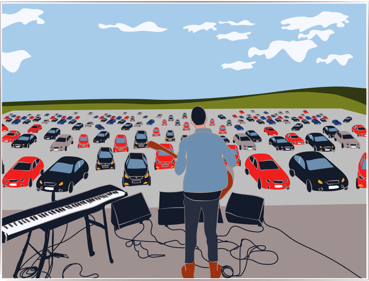 Illustration of a drive-in gig