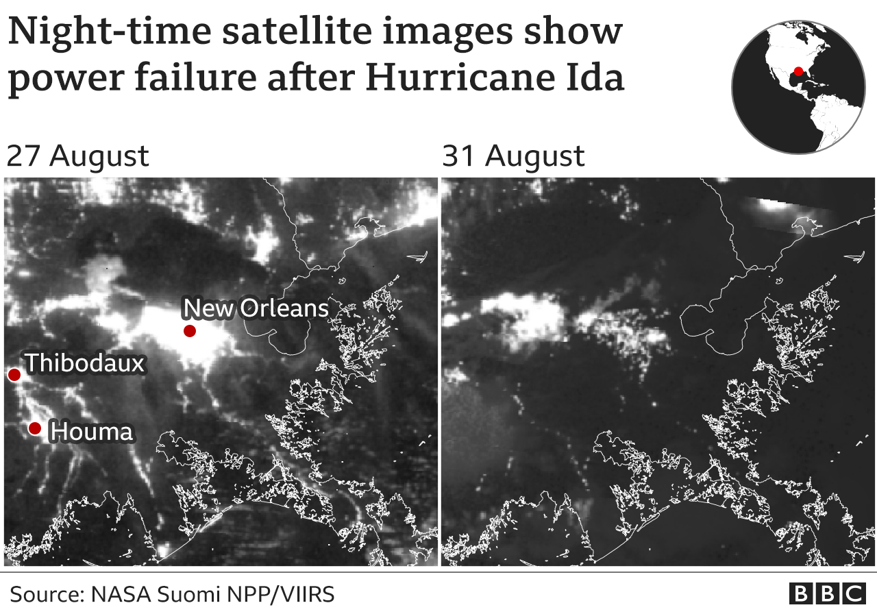 Night-time satellite images of blackouts