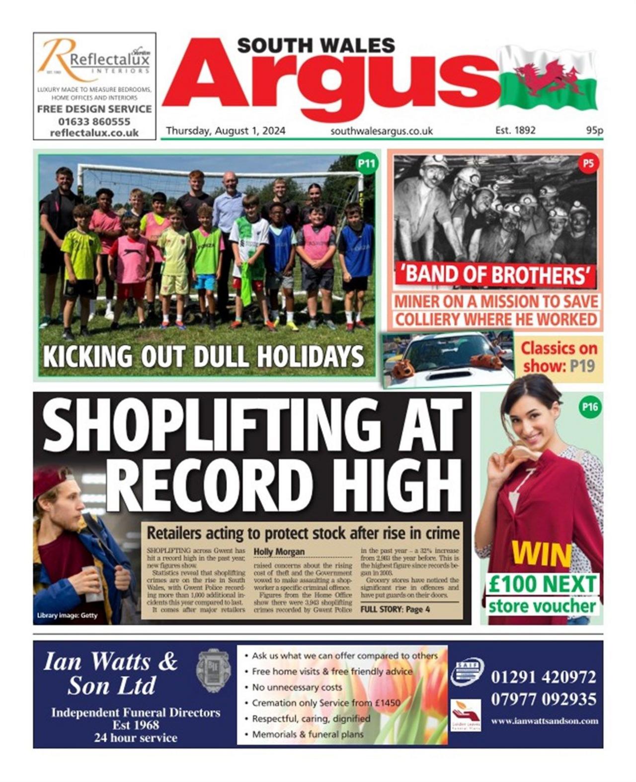 South Wales Argus front page
