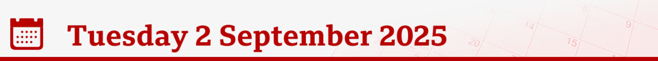 Tuesday 2 September 2025