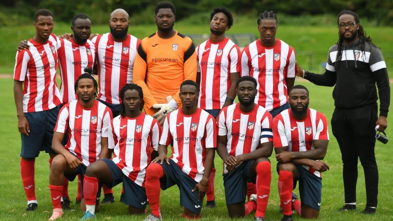 Richard Kone, pictured back left, with his Athletic Newham team-mates 
