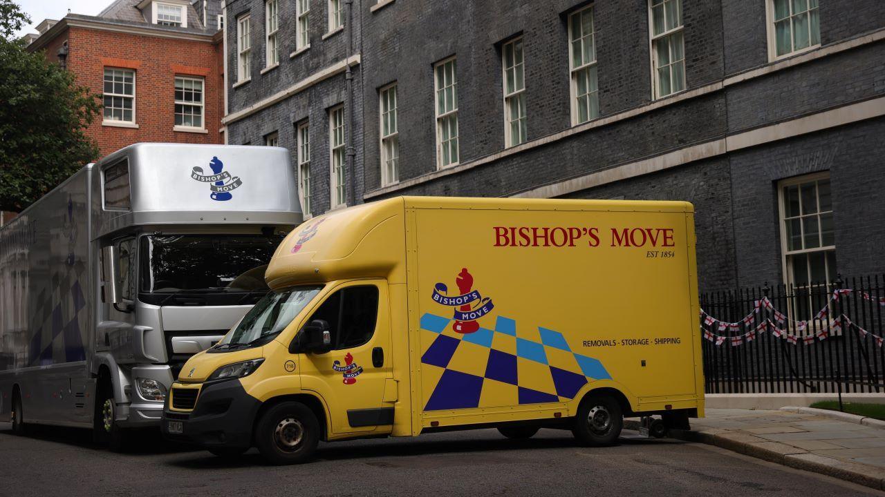  A removal van outside Downing Street on 8 July 