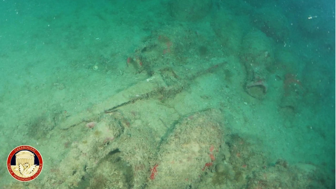 Remains of the Roman wreck found under the water. 