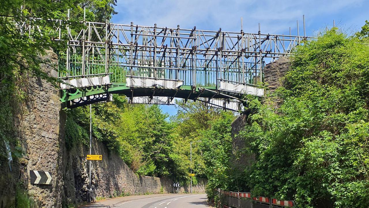 Scaffolding on Kingsweston Iron Bridge