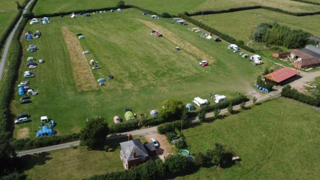 Aerial view of a campsite