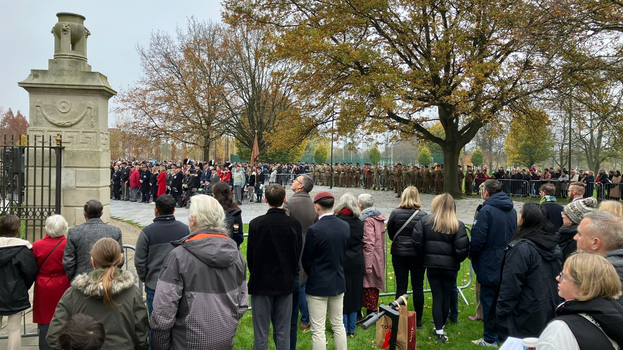 Remembrance service at the war memorial in Victoria Park, Leicester, on Sunday 11 November 2024