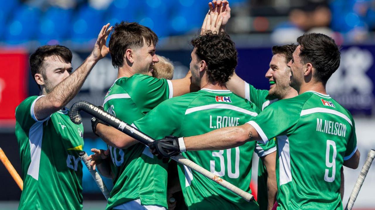 Ireland players celebrate Greg Williams’ goal