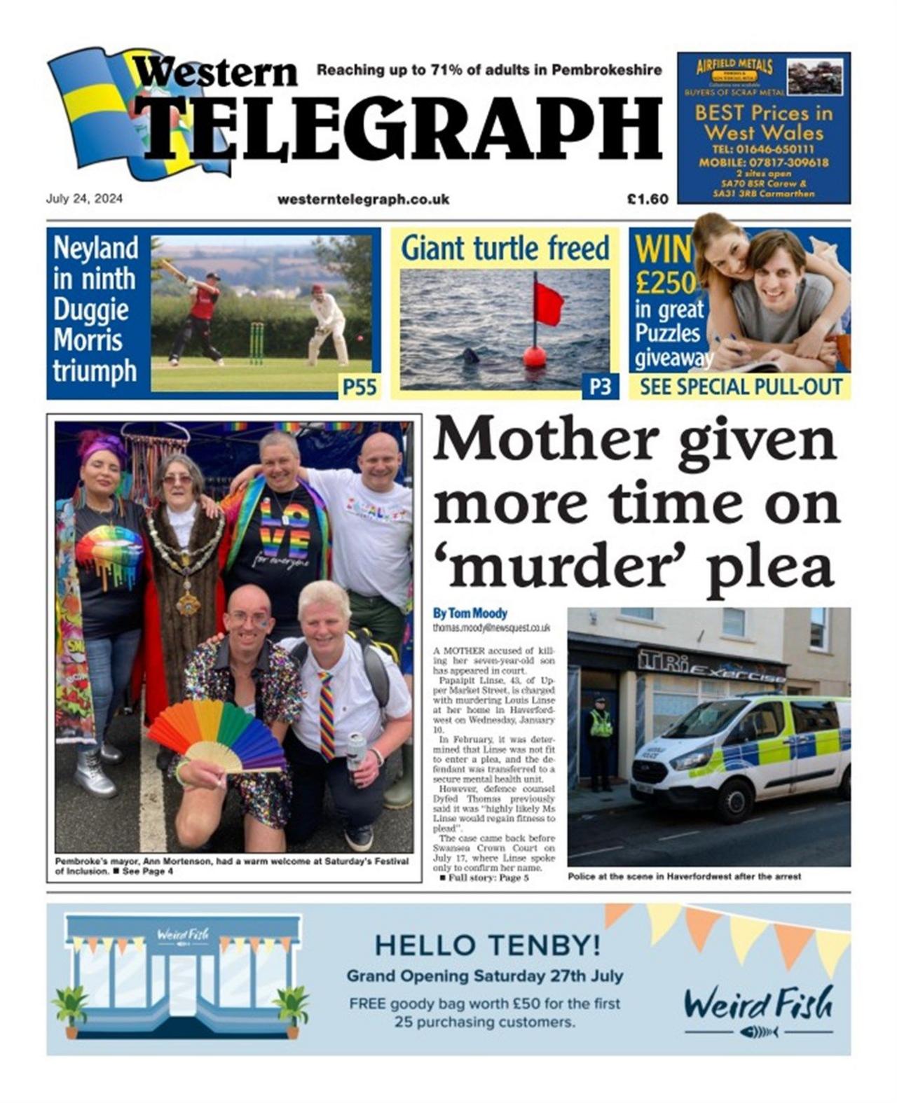 Western Telegraph front page