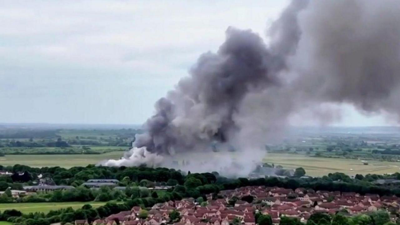 Thick black smoke billowed from the site on Thursday evening