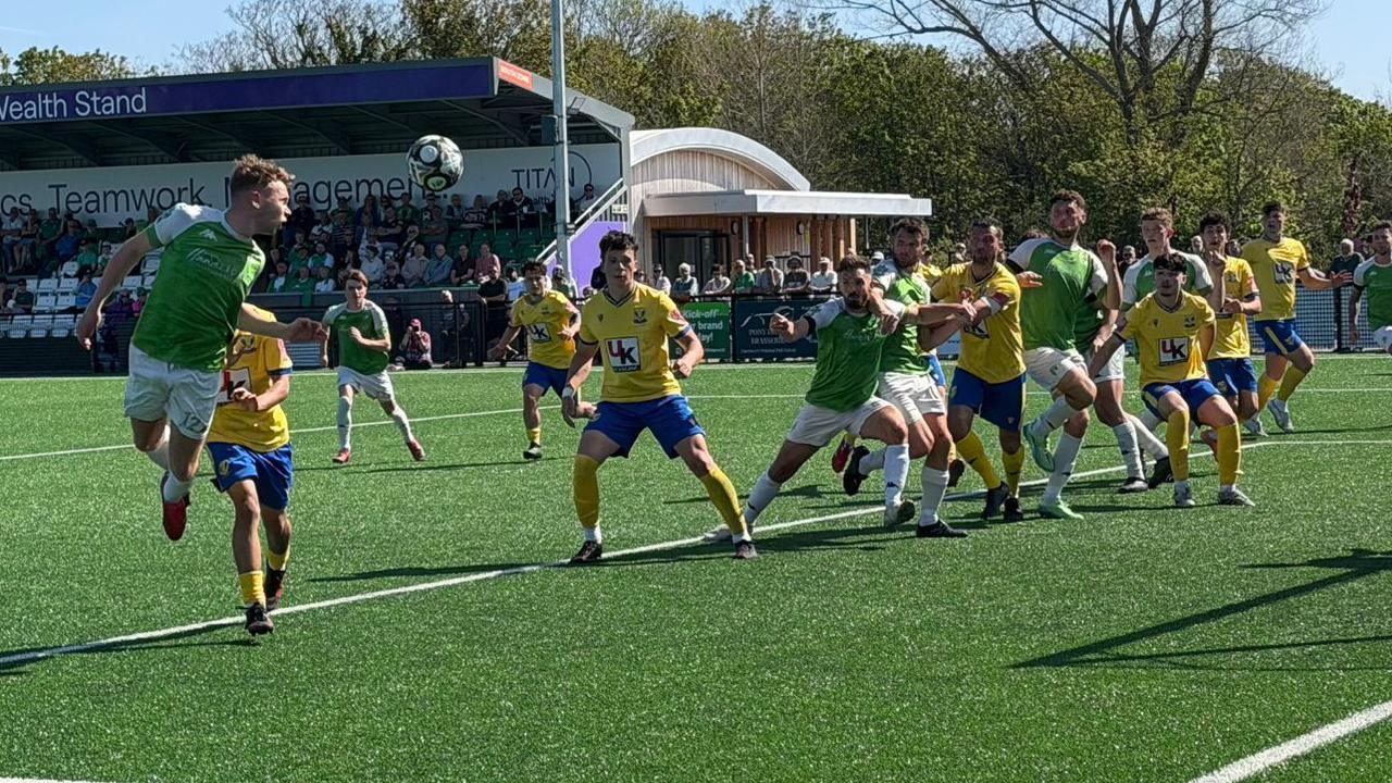 Action from Guernsey FC v Lancing