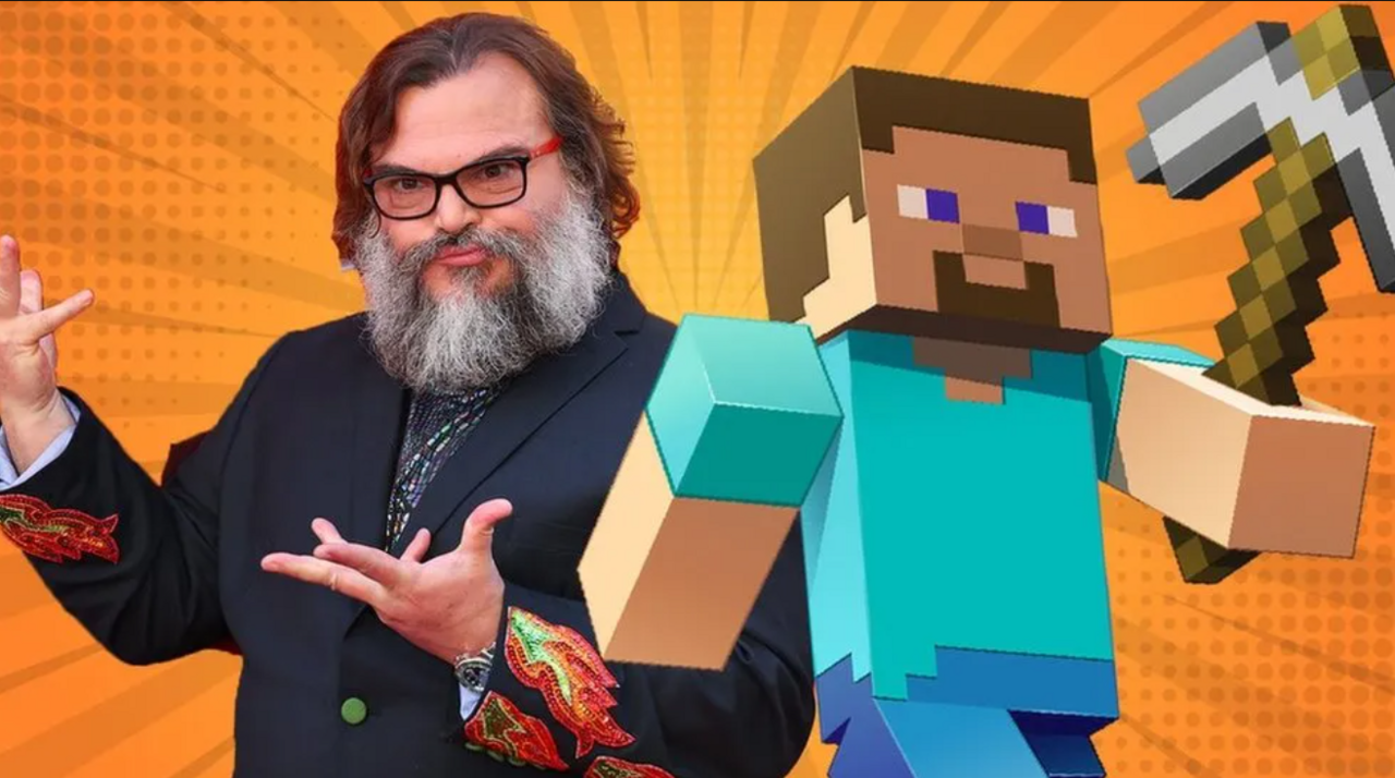 Jack Black and Steve character from Minecraft. 