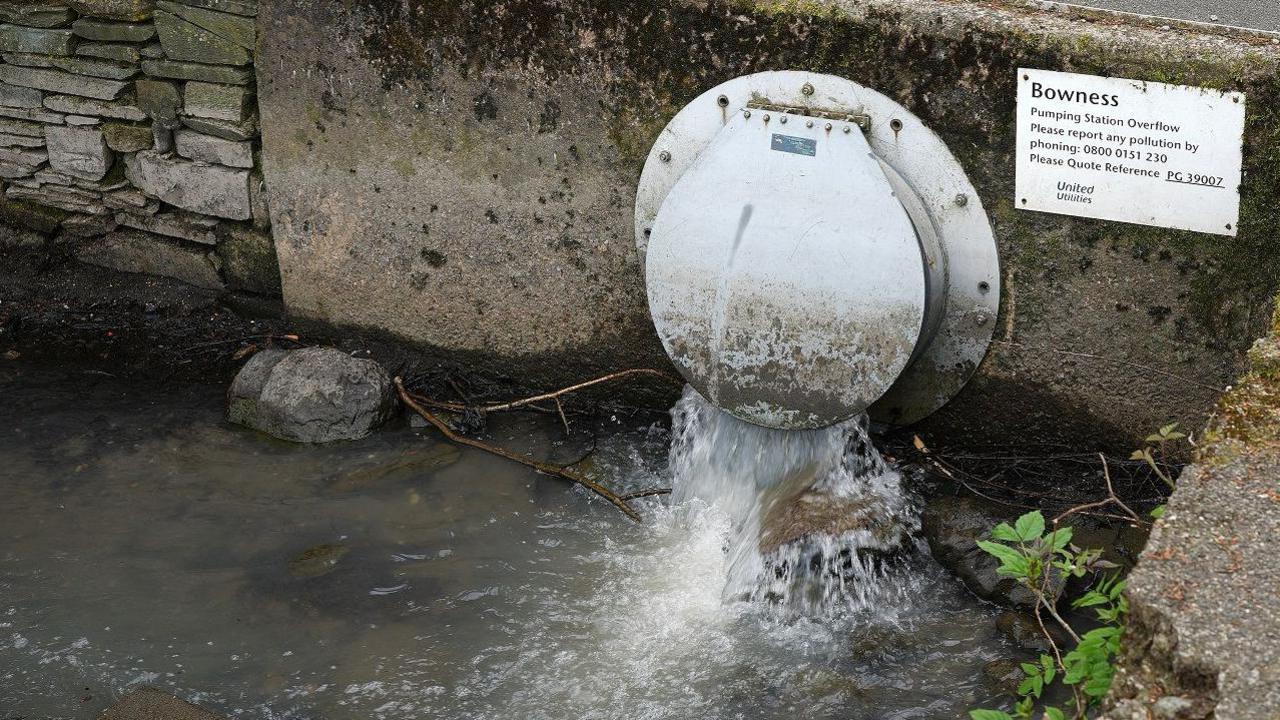 A pipe releasing water in to Lake Windermere