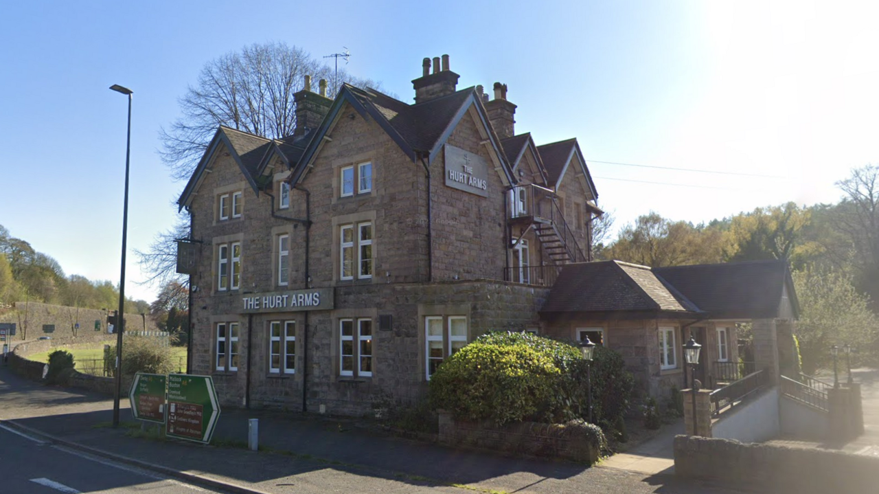 The exterior of the stone-built Hurt Arms pub