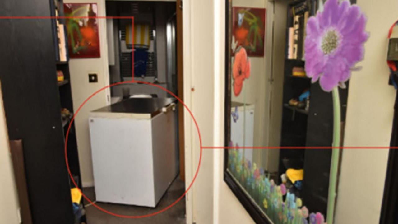 A white chest freezer placed inside Mr Alfonso and Mr Longworth's flat in London. 