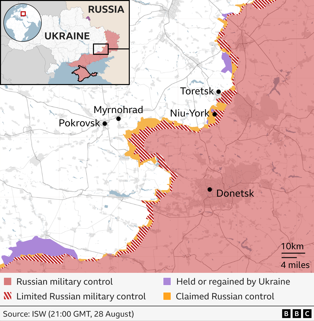 Map showing Pokrovsk