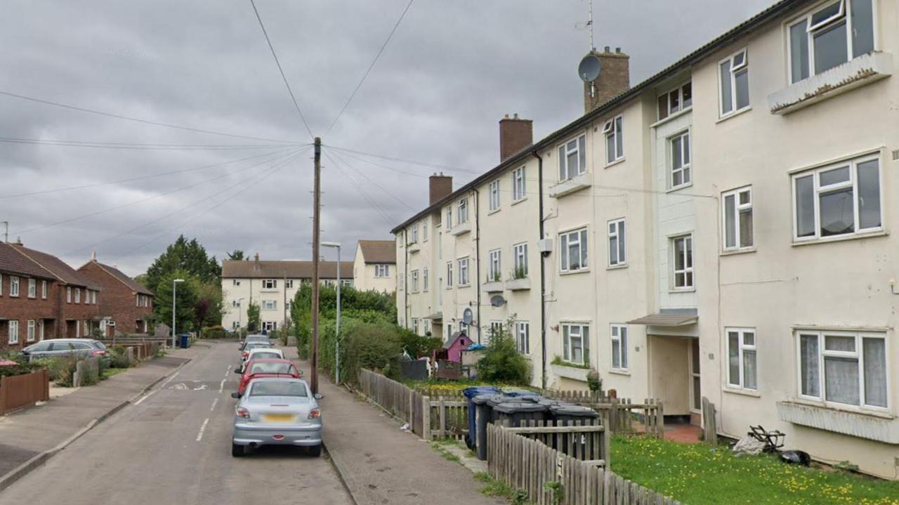 Ekin Road, white houses and cars parked on the road