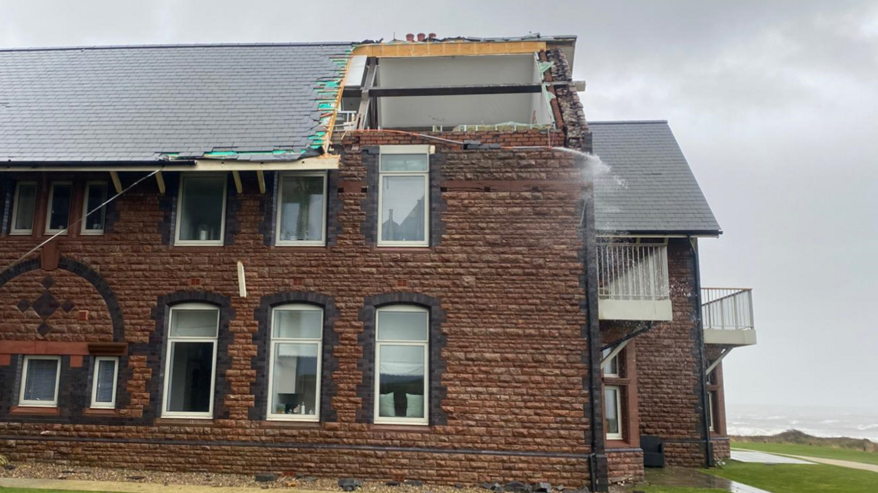 A section of roof was ripped off this house in Porthcawl 