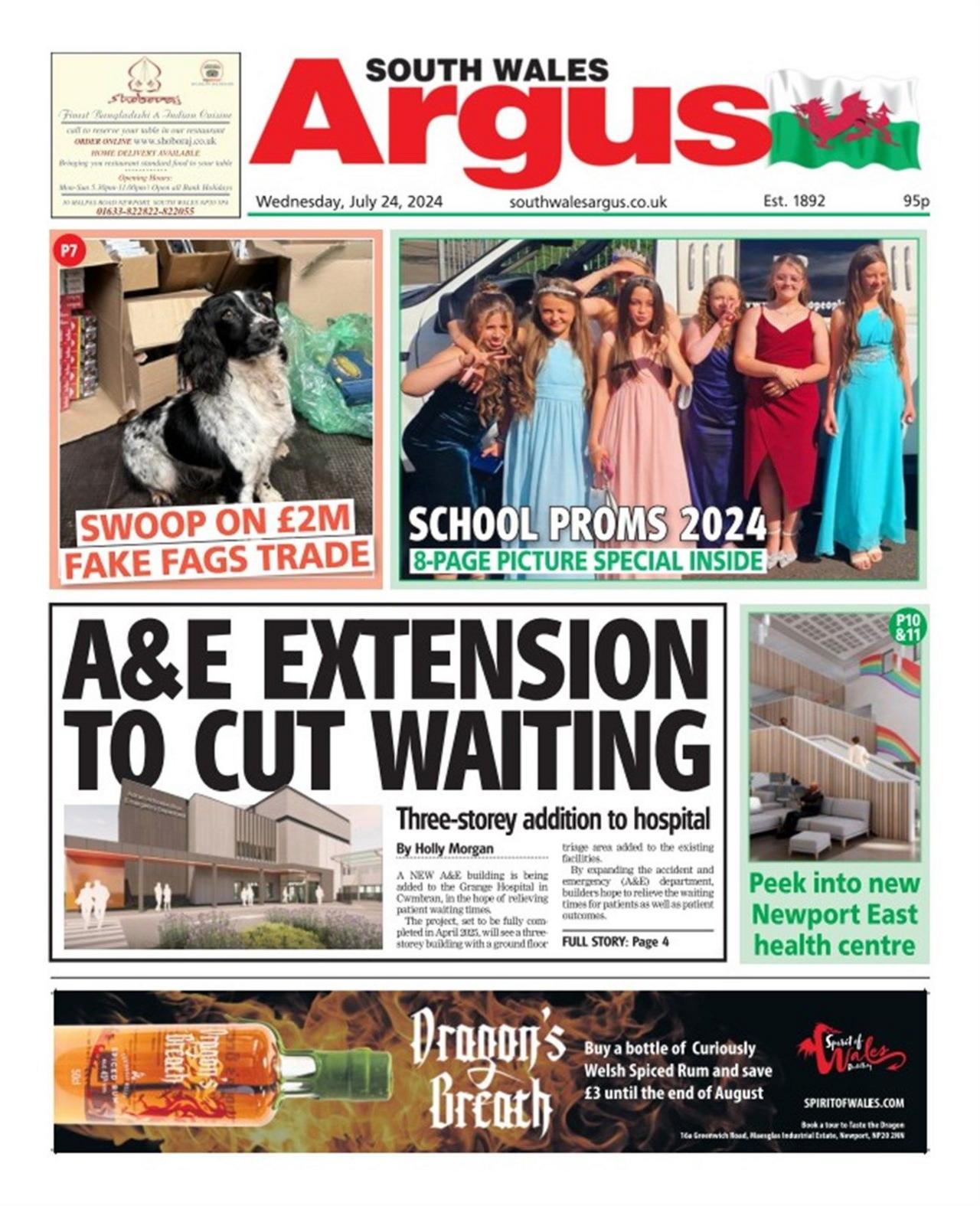 Front page of South Wales Argus