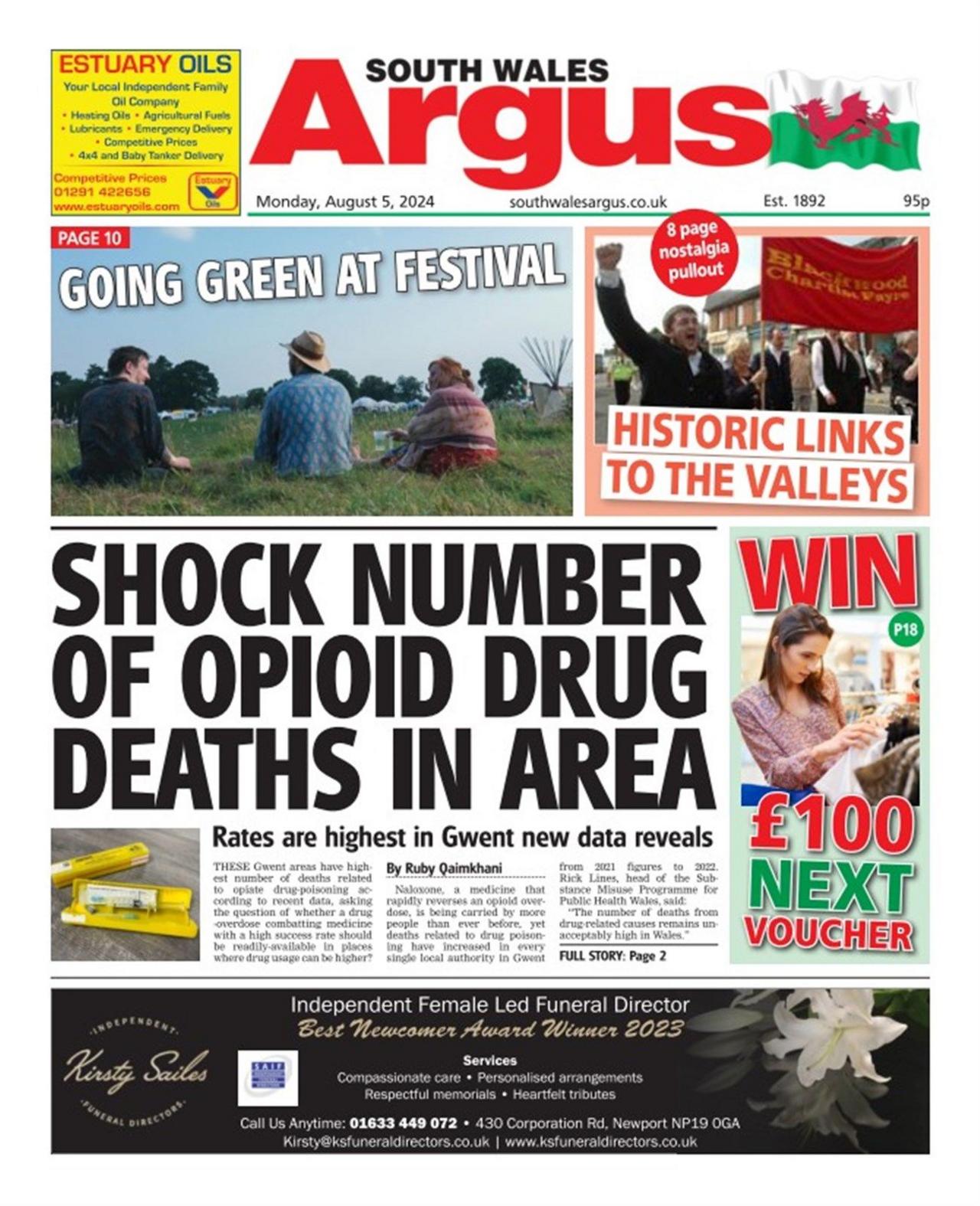 South Wales Argus front page