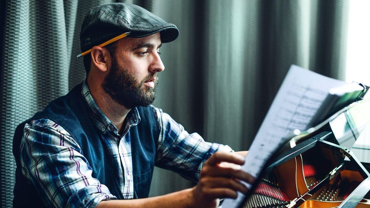 Daf James at his piano 