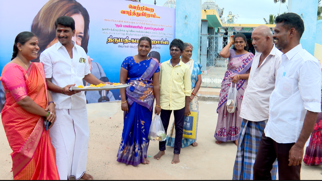 People gather in Thulasendrapuram village.