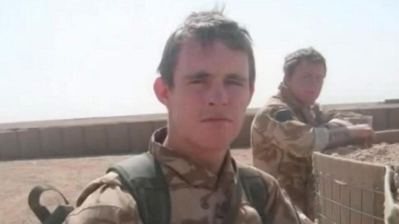 A British paratrooper in the deserts of Afghanistan.