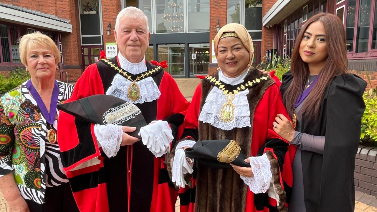 Deputy mayoress, Val Thacker, deputy mayor councillor Steve Melia, mayor Syeda Khatun and mayoress Syeda Hasna