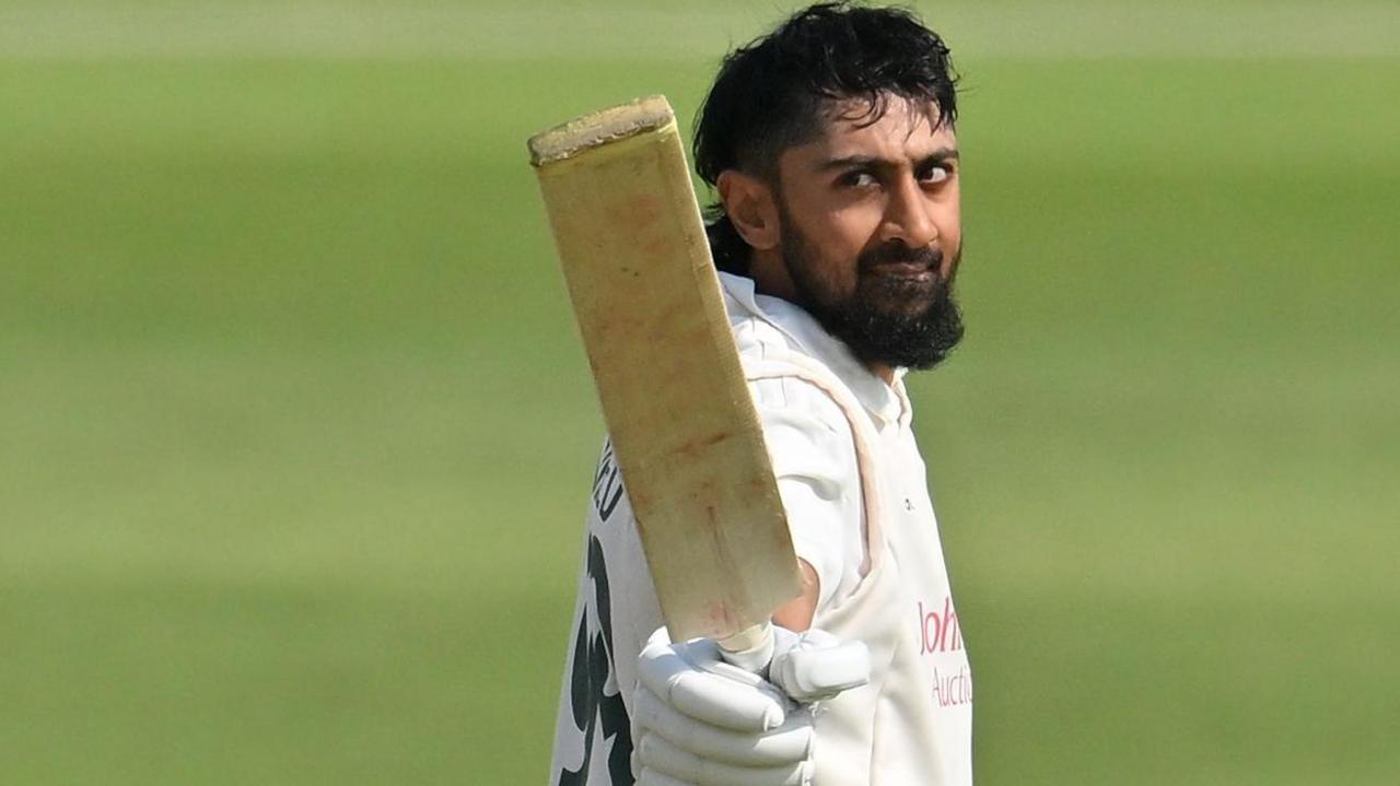 Haseeb Hameed celebrates scoring double century
