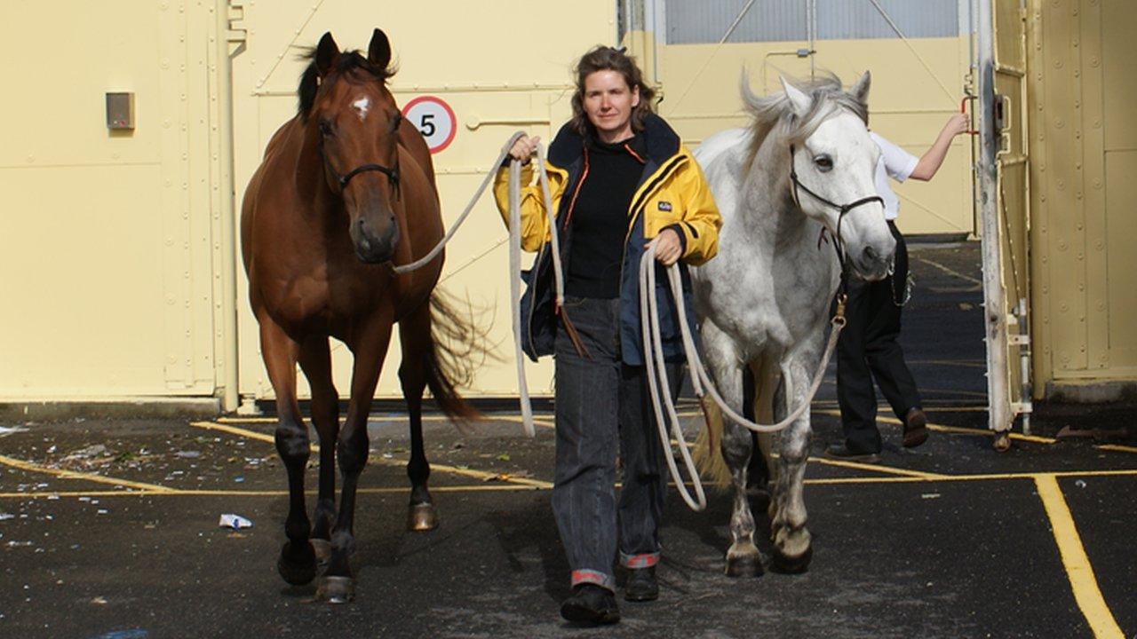 Harriet Laurie with two of her horses