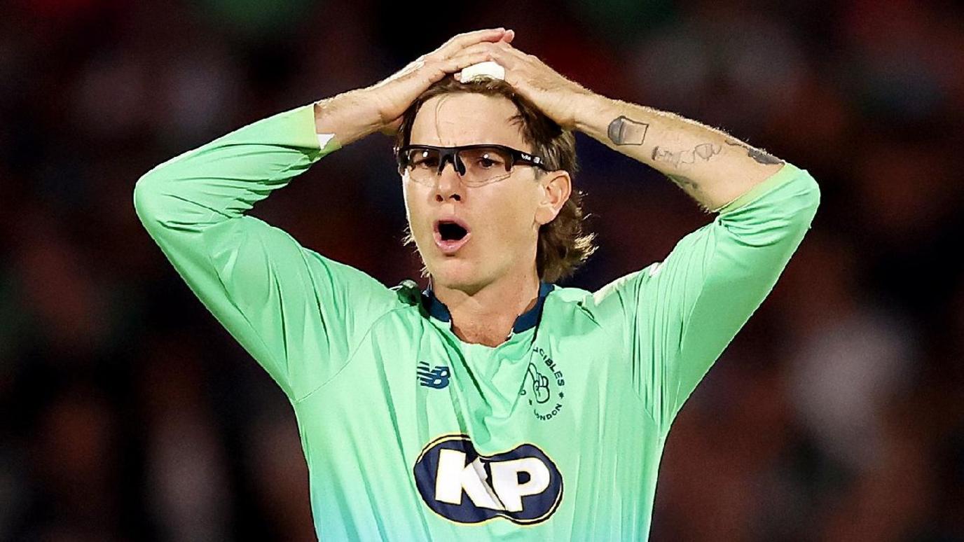 Adam Zampa reacts while playing in Oval Invincibles' 2024 Hundred final against Southern Brave